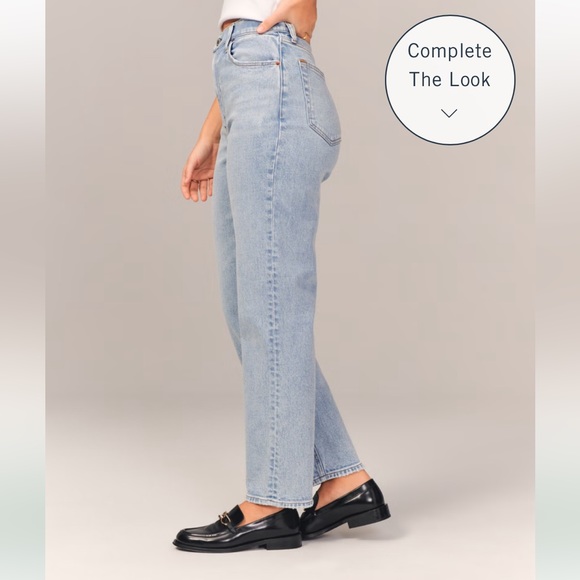 Abercrombie & Fitch Curve Love Ankle Straight Ultra High Rise Jeans Light Wash - Picture 5 of 12